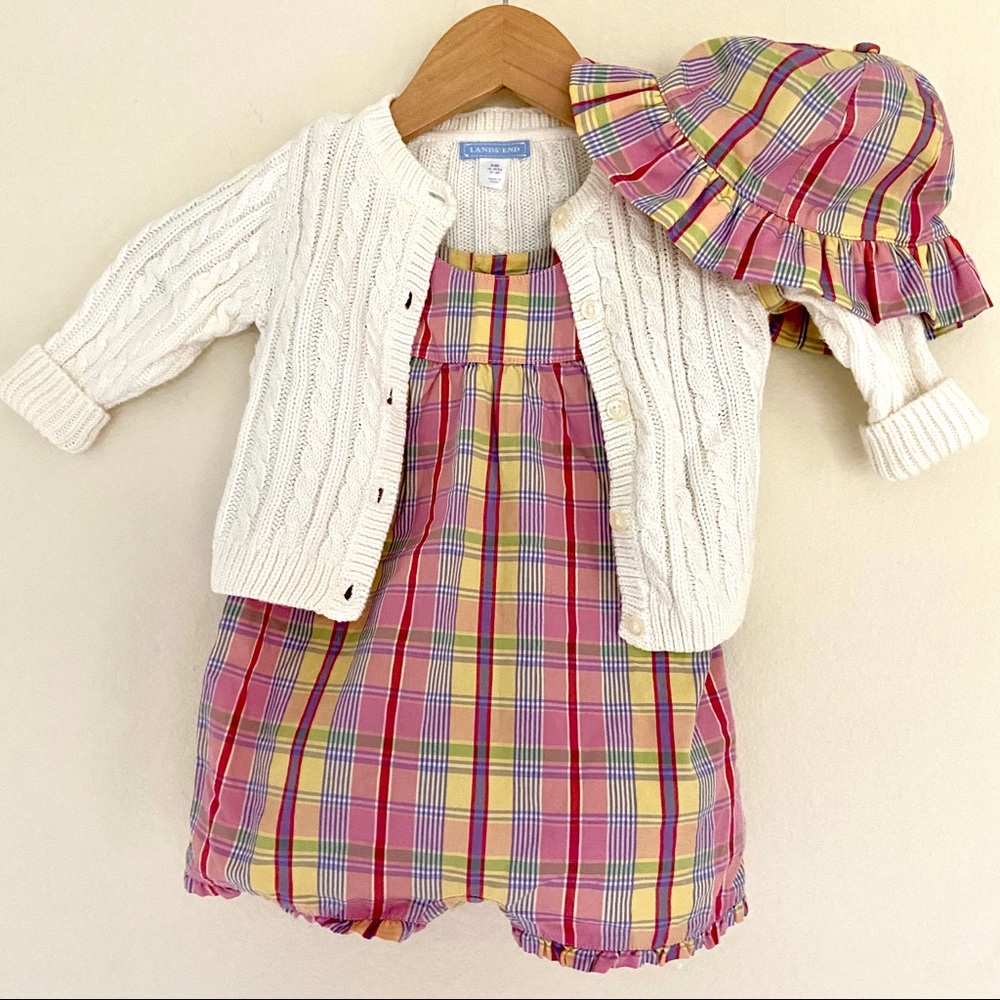 Lands End Girls One Piece Romper Set Size 6-9Mos